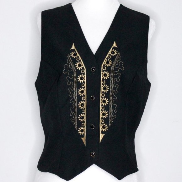 Your Sixth Sense by C&A Gold Black Embroidered Vest Unisex Size 38 - Picture 13 of 13